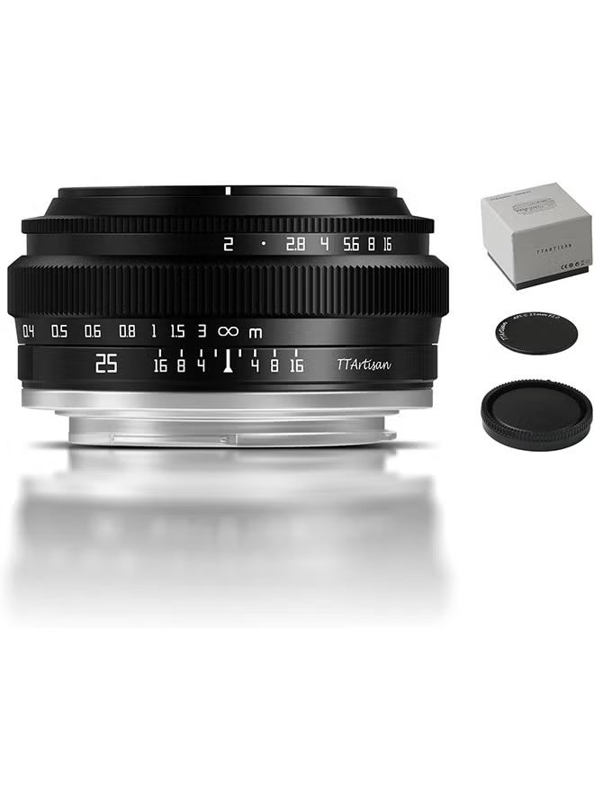 TTArtisan 25mm f2 APS-C Manual Focus Mirrorless Camera Lens Compatiable with Fuji X Mount X-A3 X-A5 X-A7 X-M1 X-M2 X-H1 X-T10 X-T20 X-T3 X-T4 X-T100 X-T200 X-T30 X-Pro3 X-E3 X-S10 X-H2S - Image 1